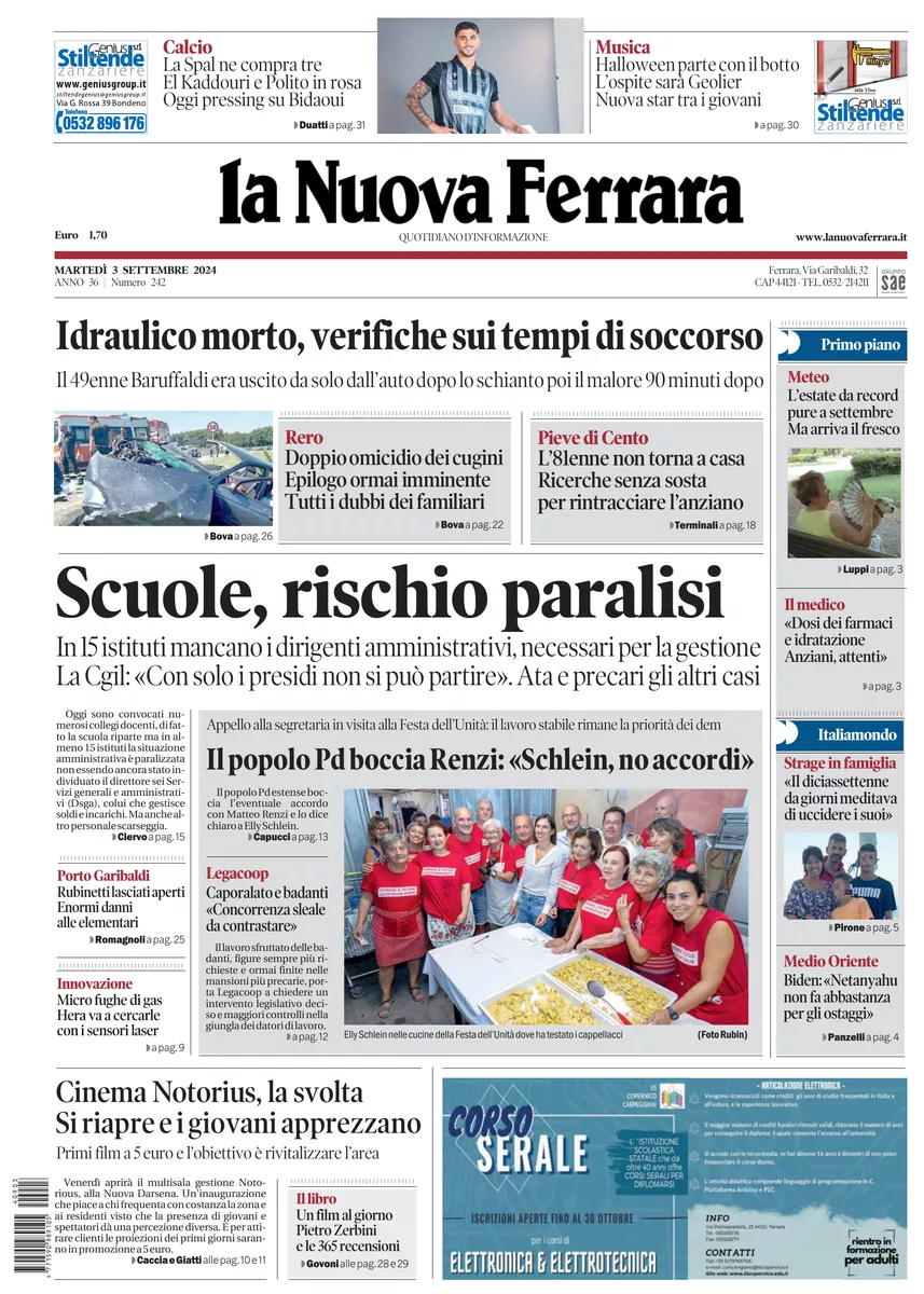 Prima-pagina-nuova ferrara-oggi-edizione-del-2024-09-03